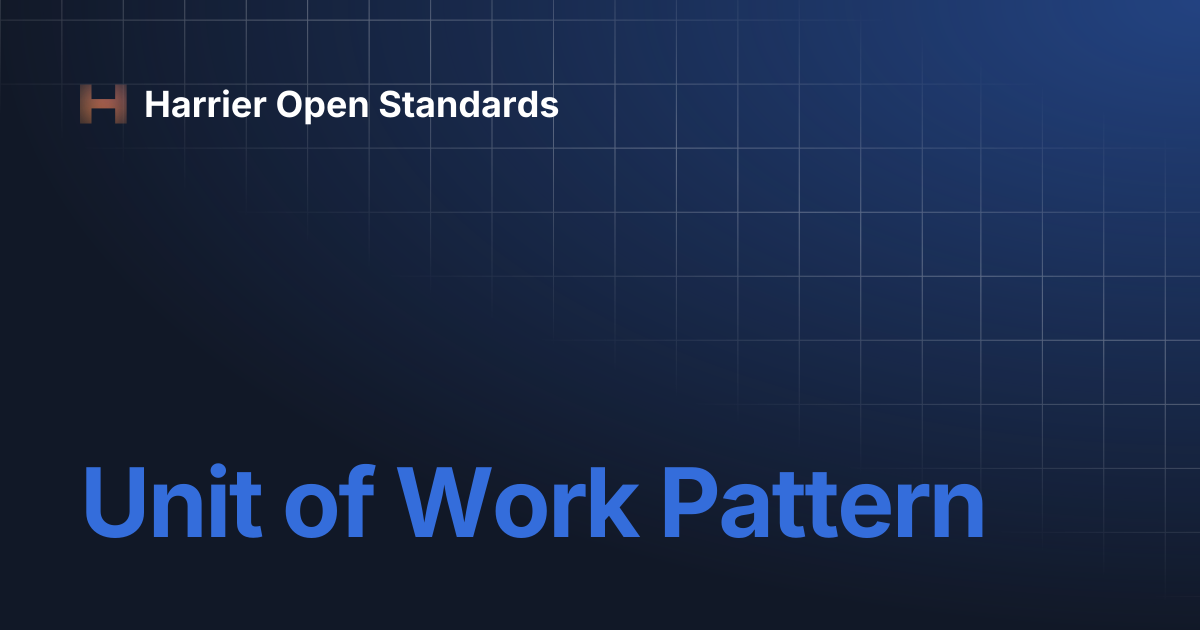 Unit of Work Pattern | Harrier Open Standards